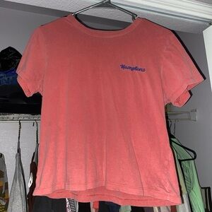 Rare Distressed pastel Red T-Shirt with Hamptons Logo